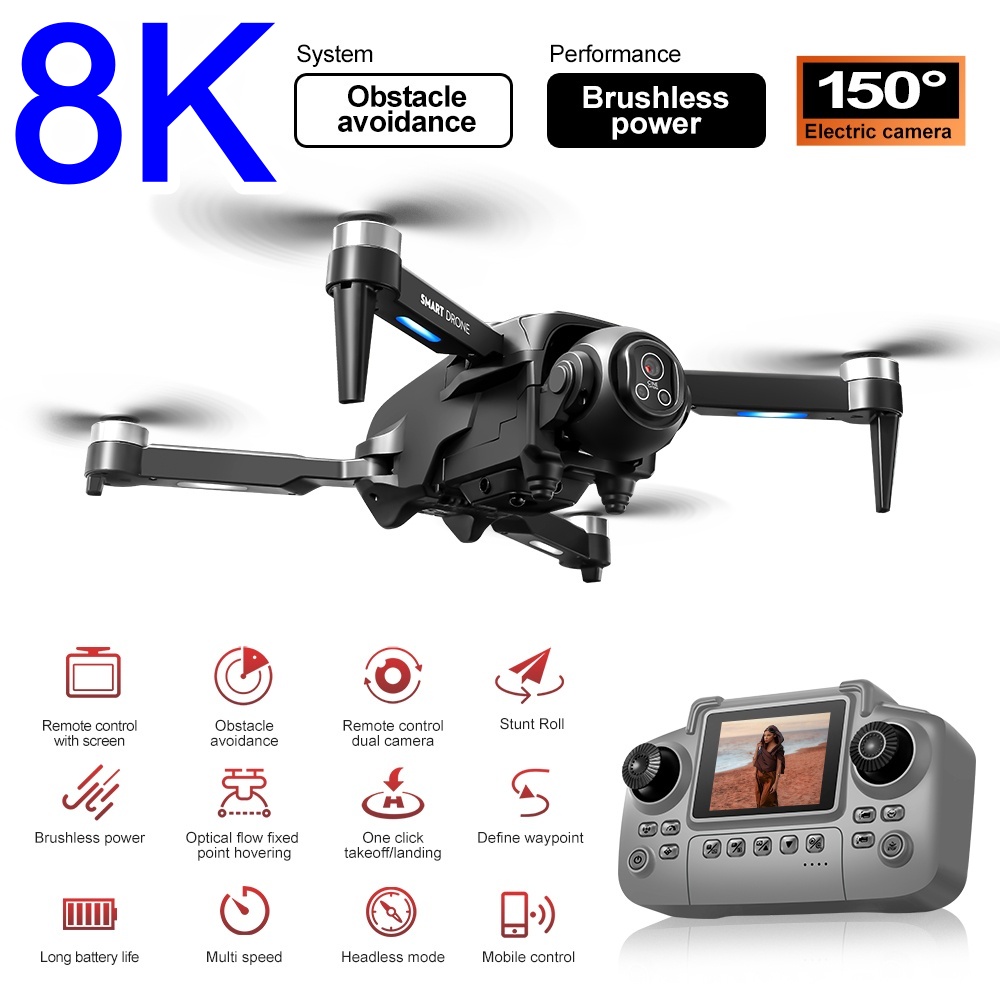 Rc Helicopter Large - Brushless 8K Drone With HD 150°Electric