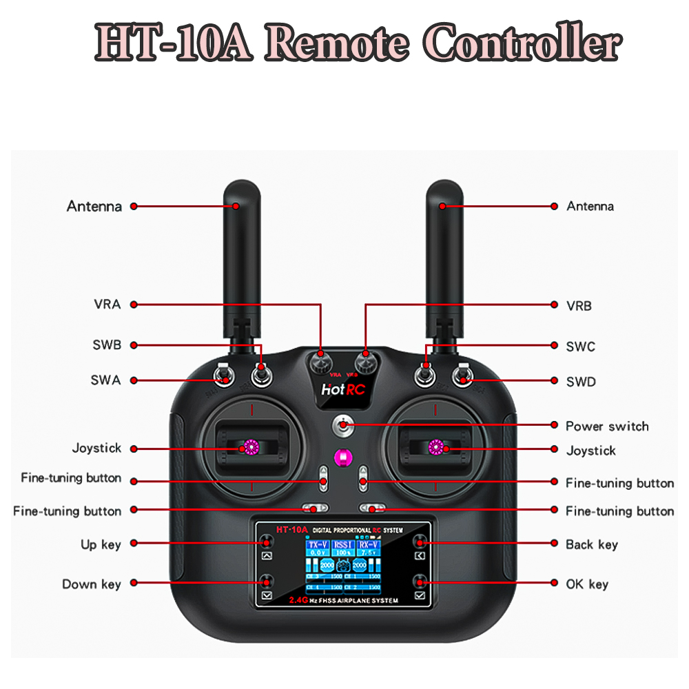 Hotrc HT-10A 2.4G 10CH Transmi - Rc Helicopter Battery recension och pris