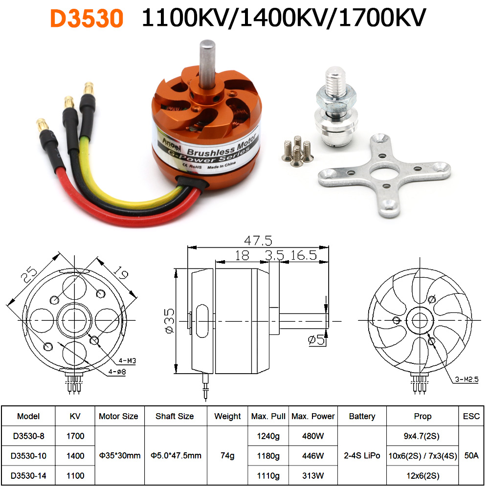 D3530 1100KV 1400KV 1700KV Bru - Rc Helicopter Mini recension och pris